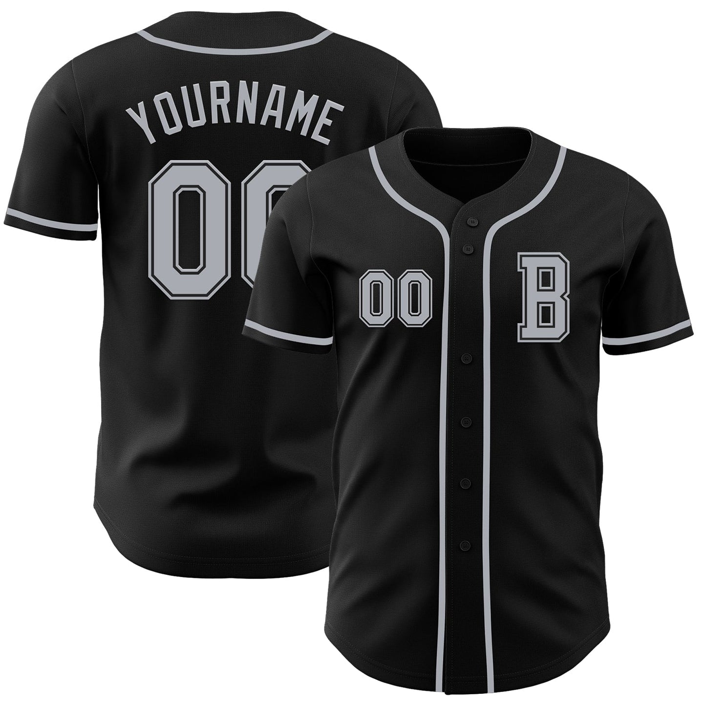 Custom Black Gray Authentic Baseball Jersey - Main View