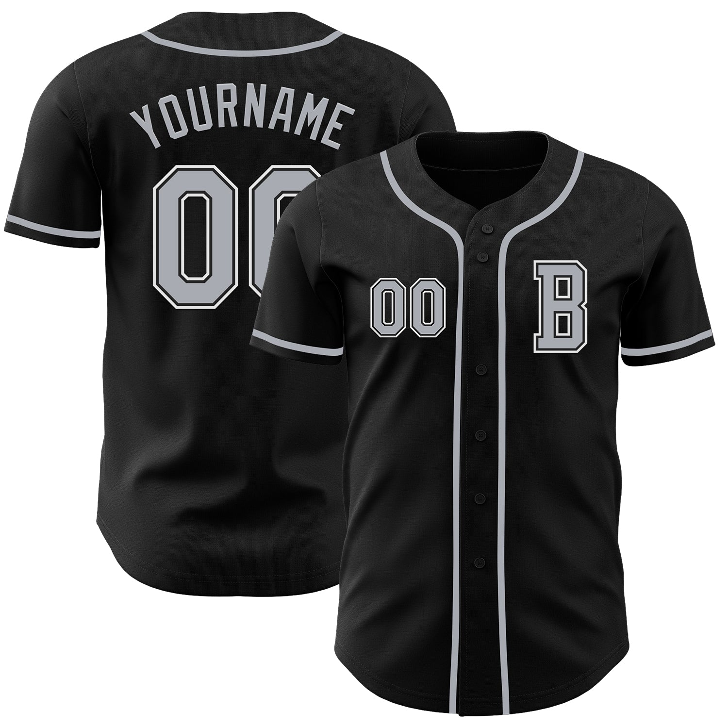 Custom Black Gray-White Authentic Baseball Jersey - Main View