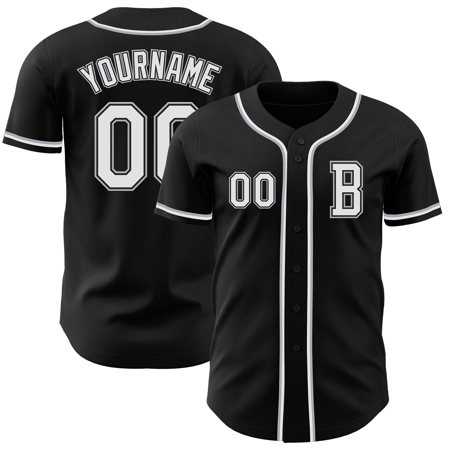 Custom Black White-Gray Authentic Baseball Jersey - Main View