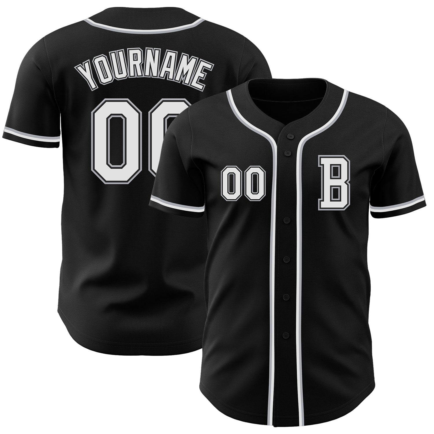 Custom Black White-Gray Authentic Baseball Jersey - Main View