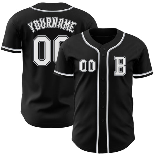 Custom Black White-Gray Authentic Baseball Jersey - Main View