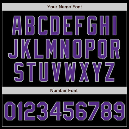 Custom Black Purple-Gray Authentic Baseball Jersey view 4