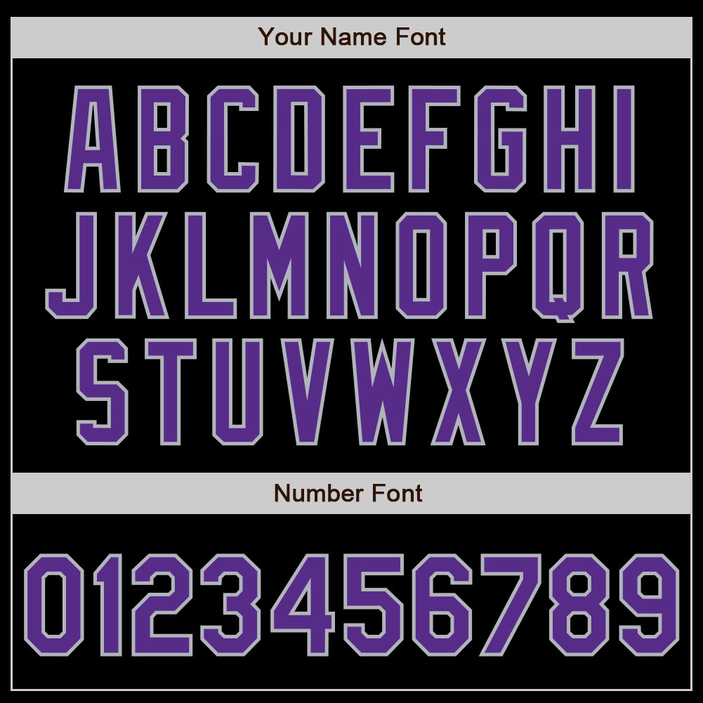 Custom Black Purple-Gray Authentic Baseball Jersey view 8