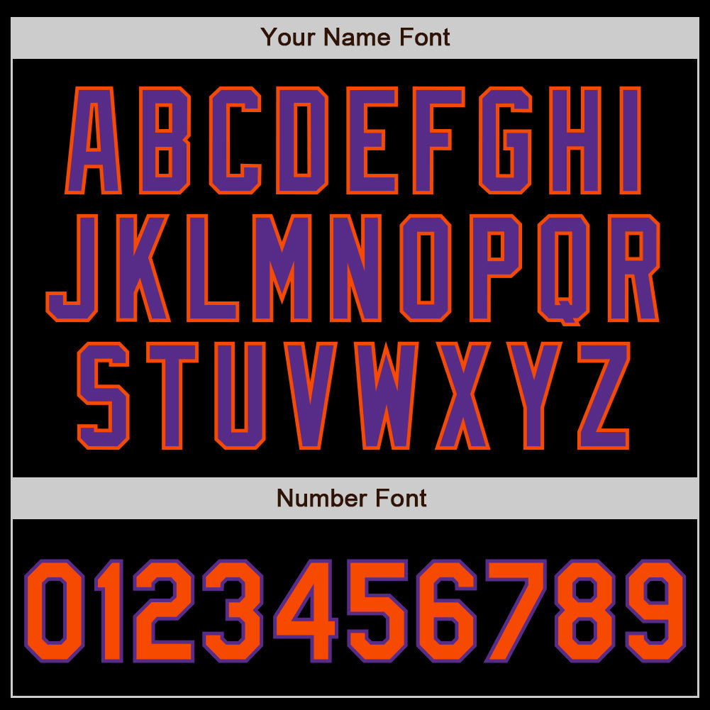 Custom Black Orange-Purple Authentic Baseball Jersey view 8