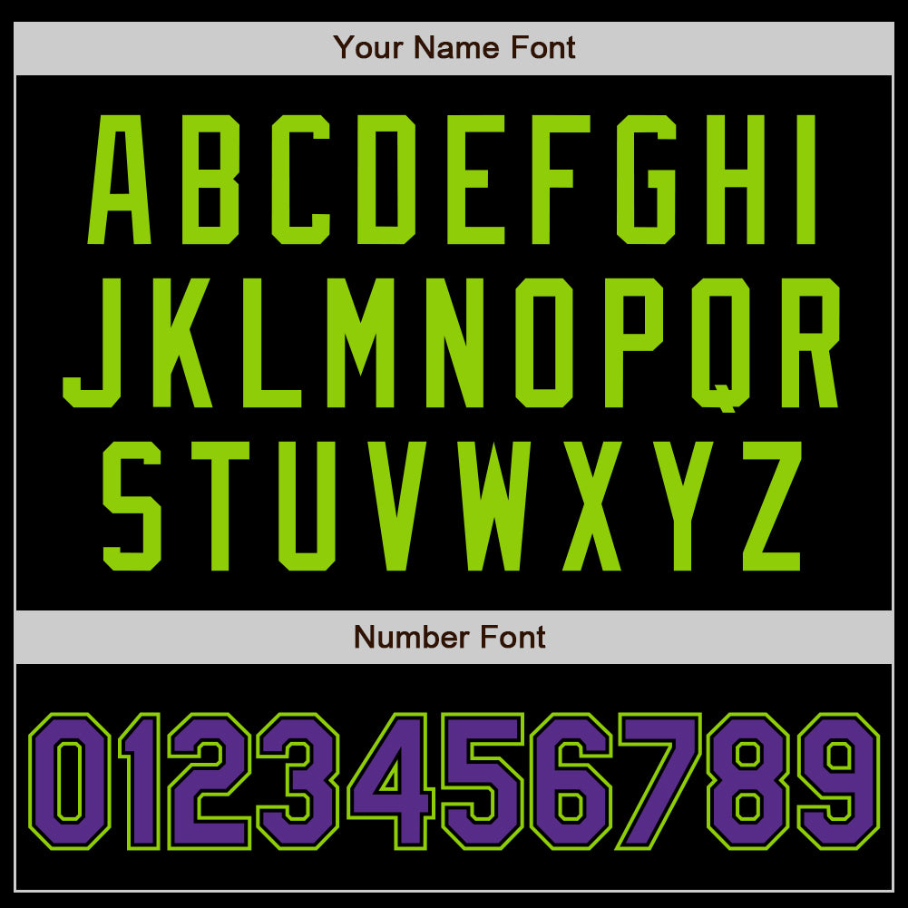 Custom Black Purple-Neon Green Authentic Baseball Jersey view 4