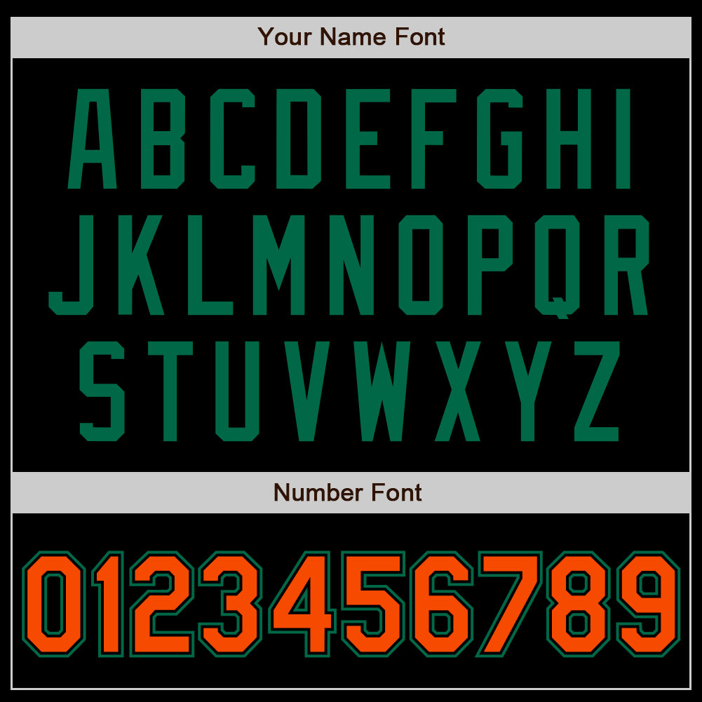 Custom Black Orange-Kelly Green Authentic Baseball Jersey view 8