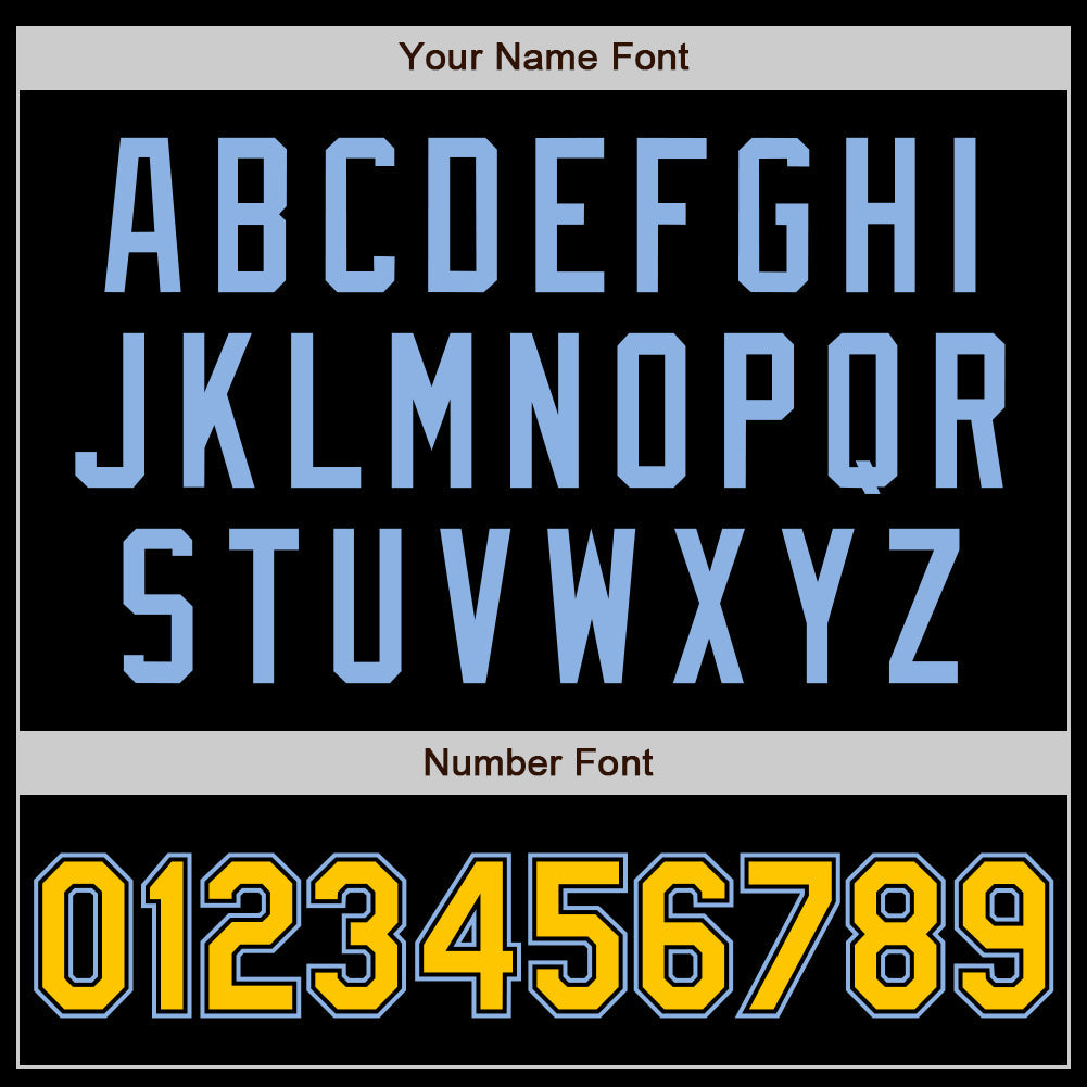 Custom Black Yellow-Light Blue Authentic Baseball Jersey view 8