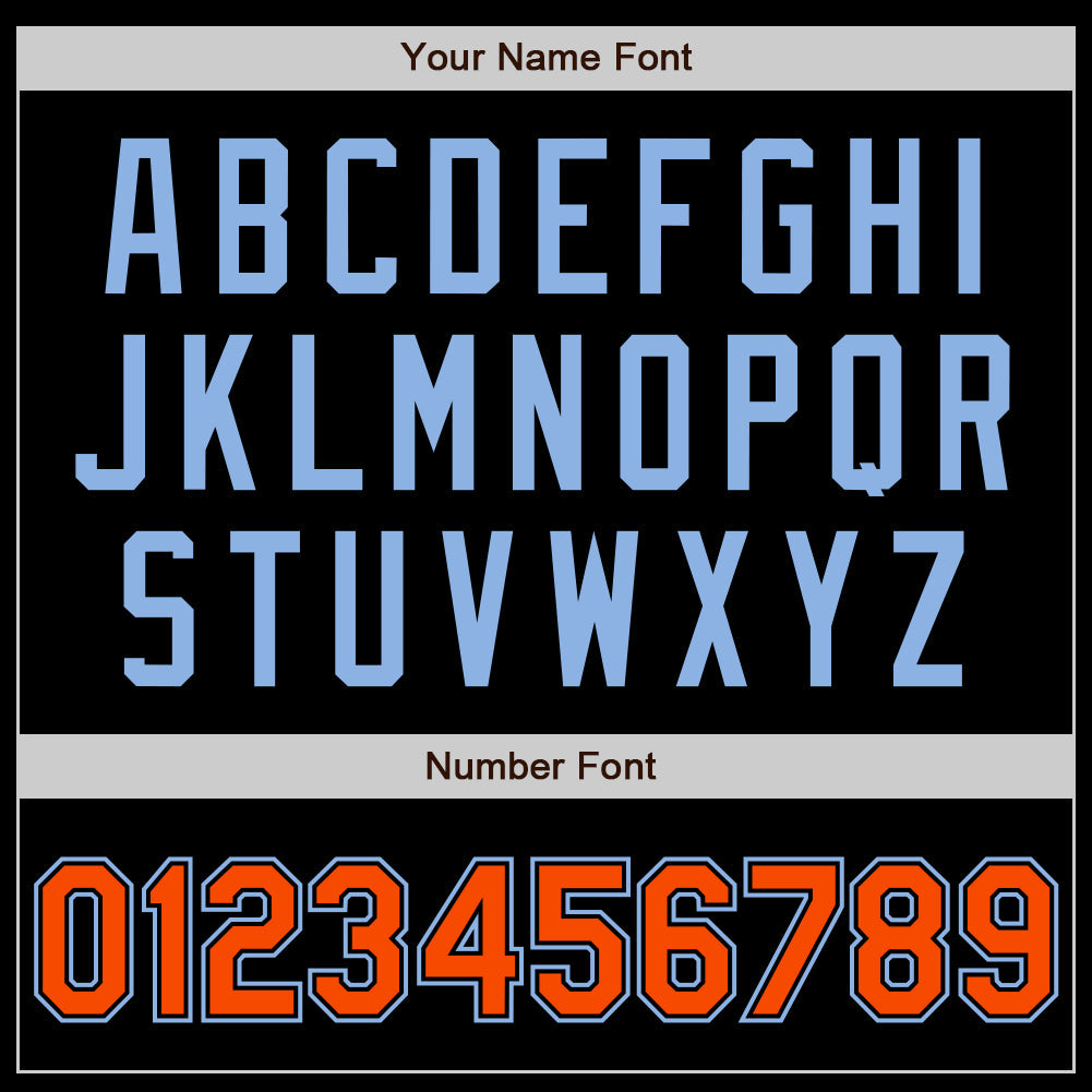 Custom Black Orange-Light Blue Authentic Baseball Jersey view 4