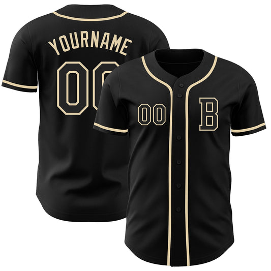 Custom Black Cream Authentic Baseball Jersey - Main View