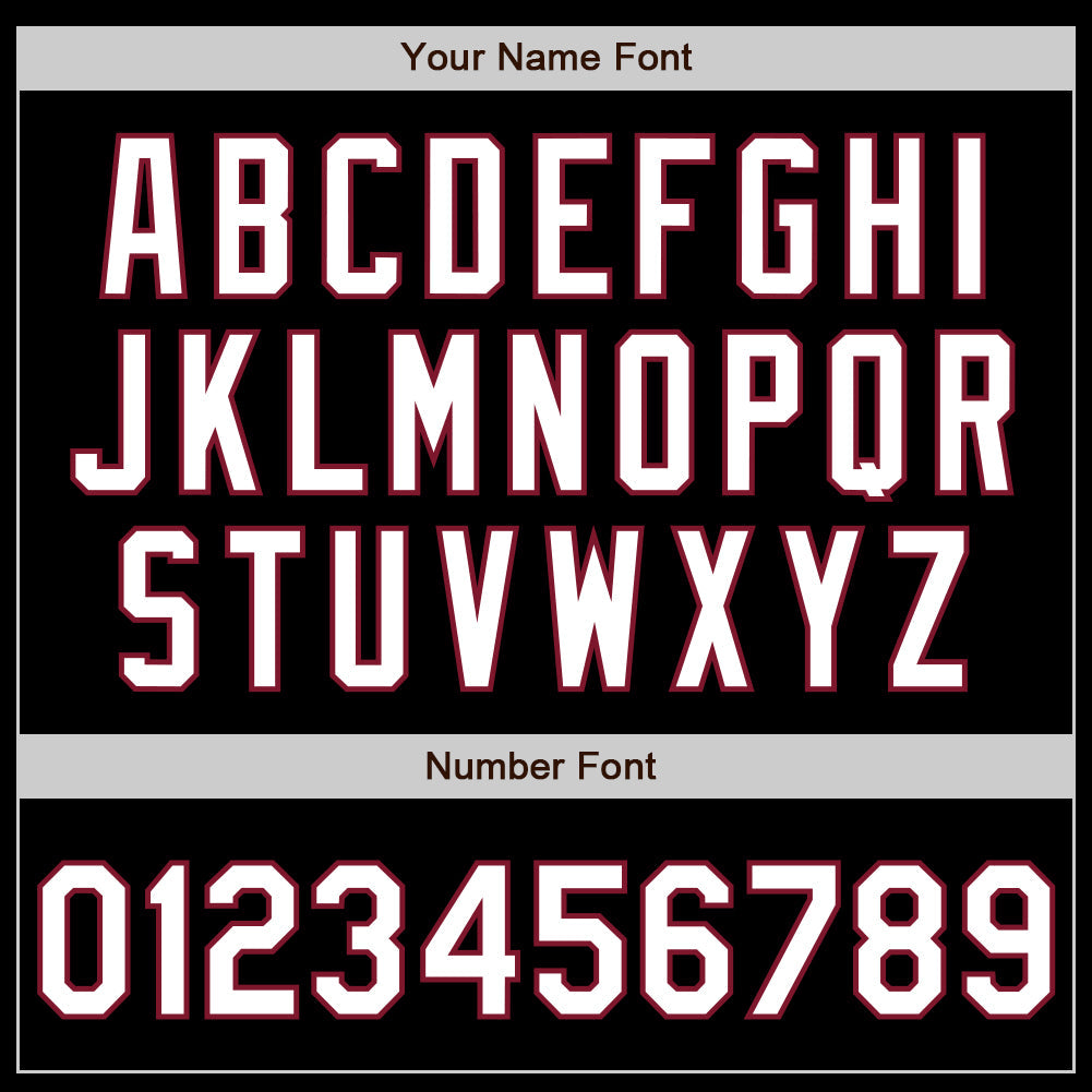 Custom Black White-Crimson Authentic Baseball Jersey view 8