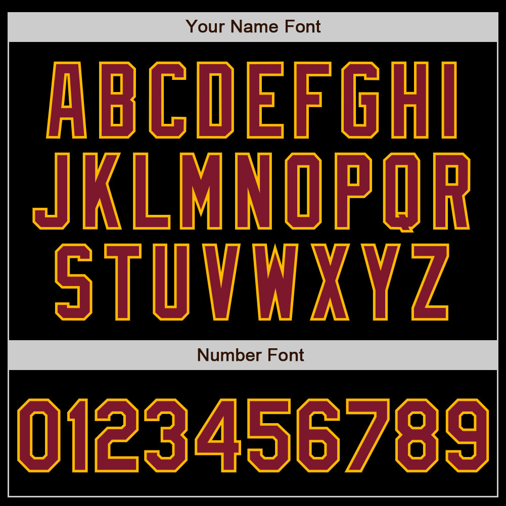 Custom Black Crimson-Gold Authentic Baseball Jersey view 8