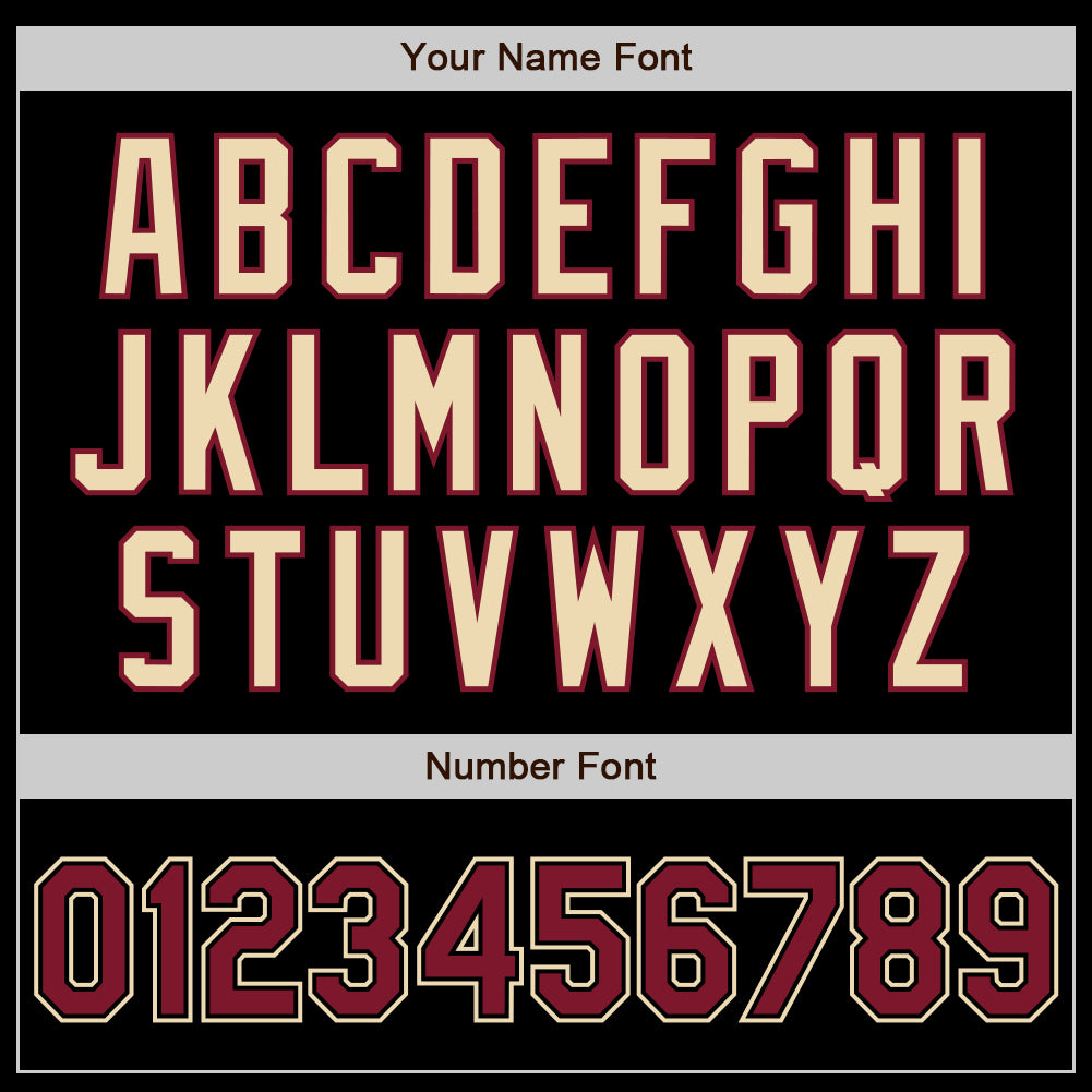 Custom Black Crimson-Cream Authentic Baseball Jersey view 8