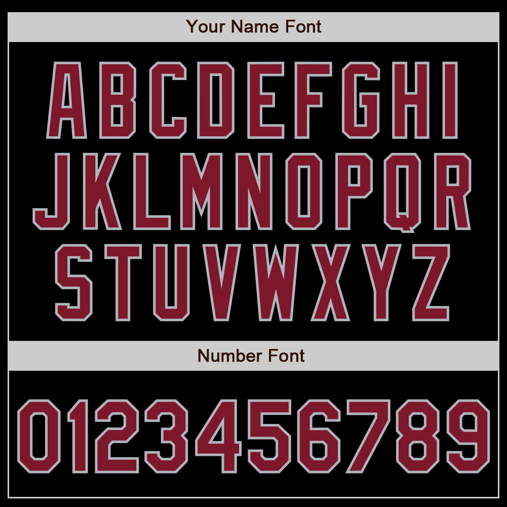 Custom Black Crimson-Gray Authentic Baseball Jersey view 4