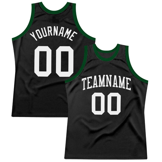 Custom Black White Authentic Throwback Basketball Jersey - Main View