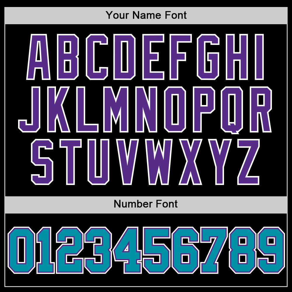 Custom Black Teal Purple-White Authentic Throwback Basketball Jersey view 4