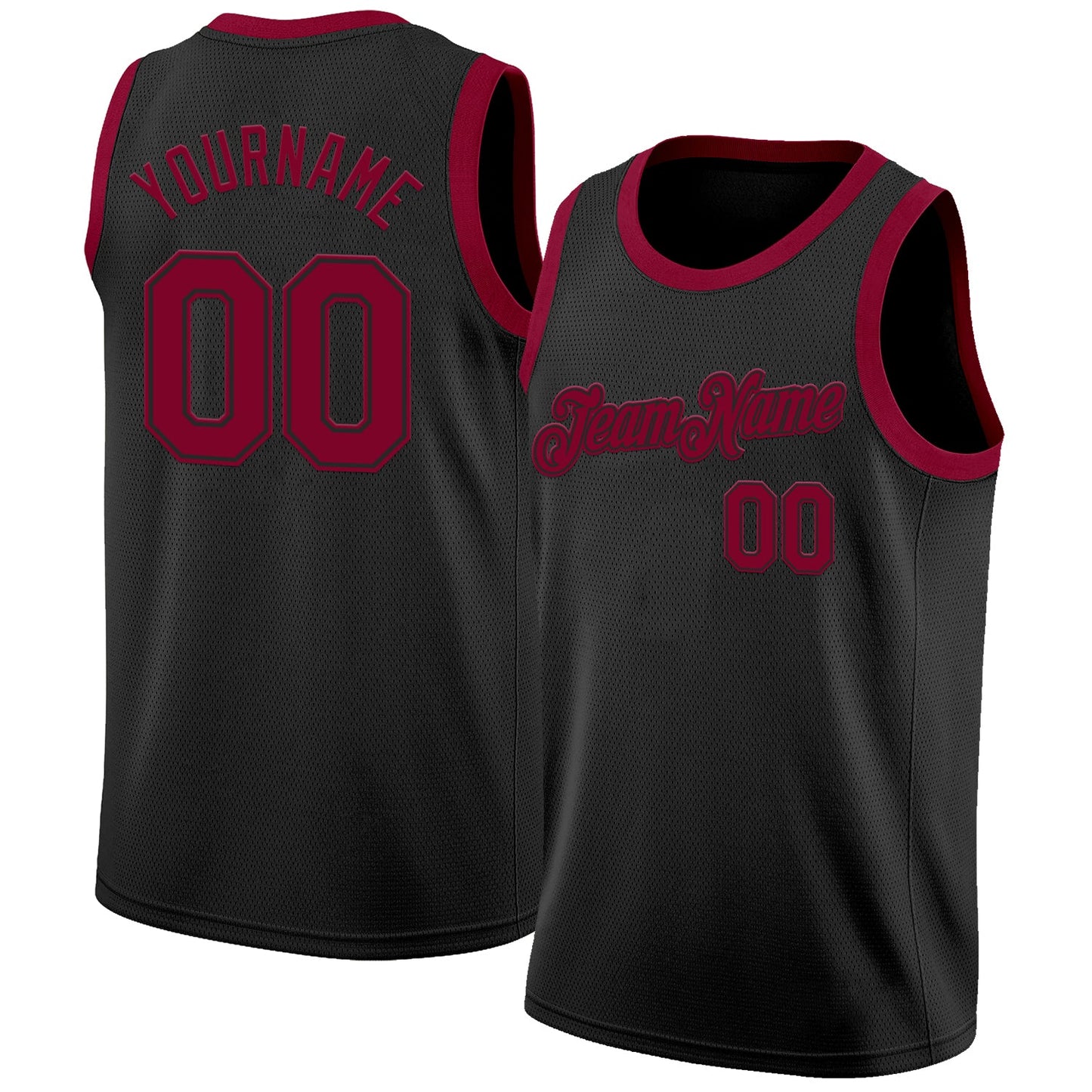 Custom Black Maroon Authentic Basketball Jersey - Main View