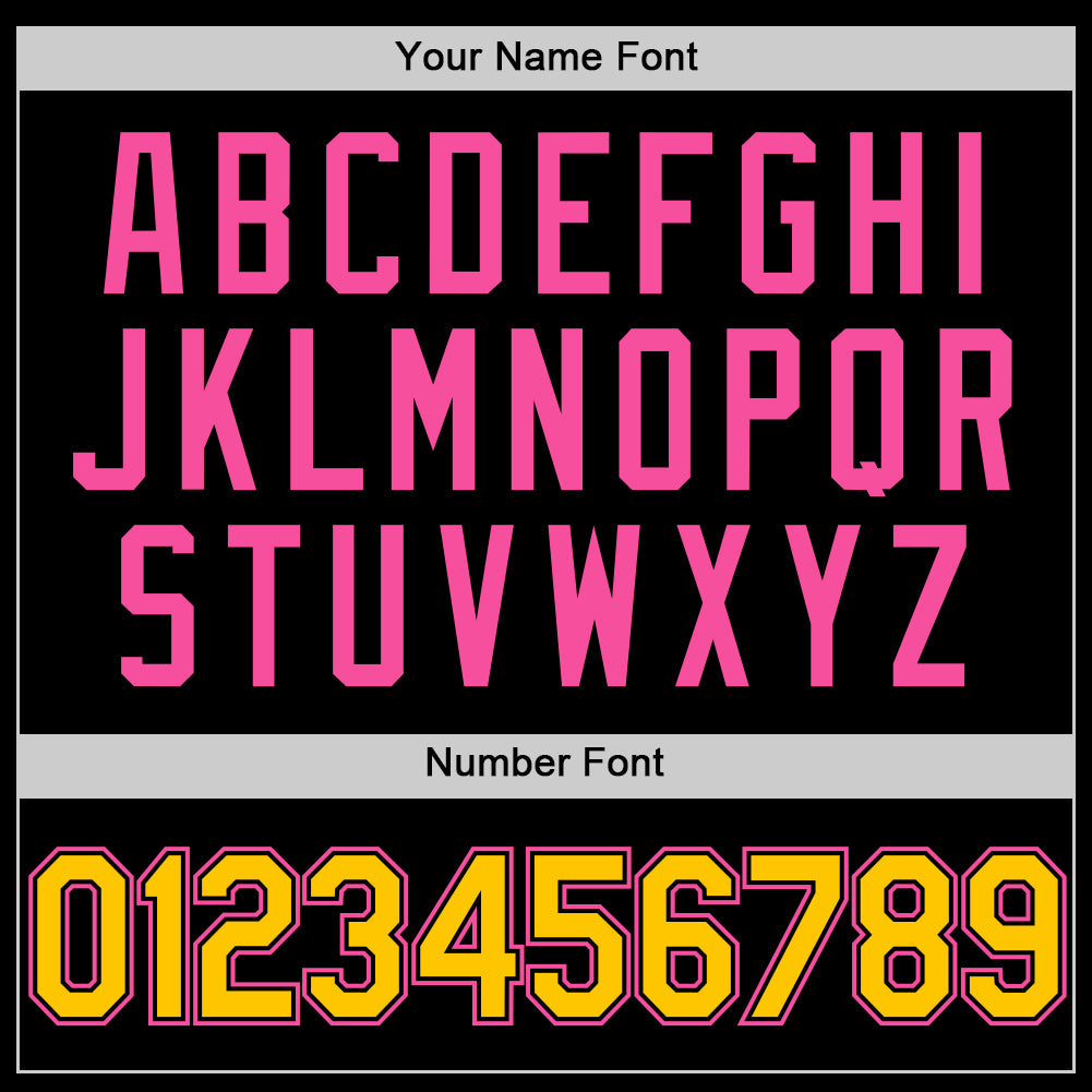 Custom Black Yellow-Pink Authentic Basketball Jersey view 3
