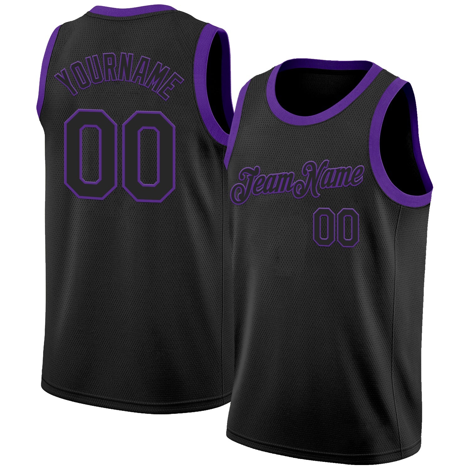 Custom Black Purple Authentic Basketball Jersey - Main View