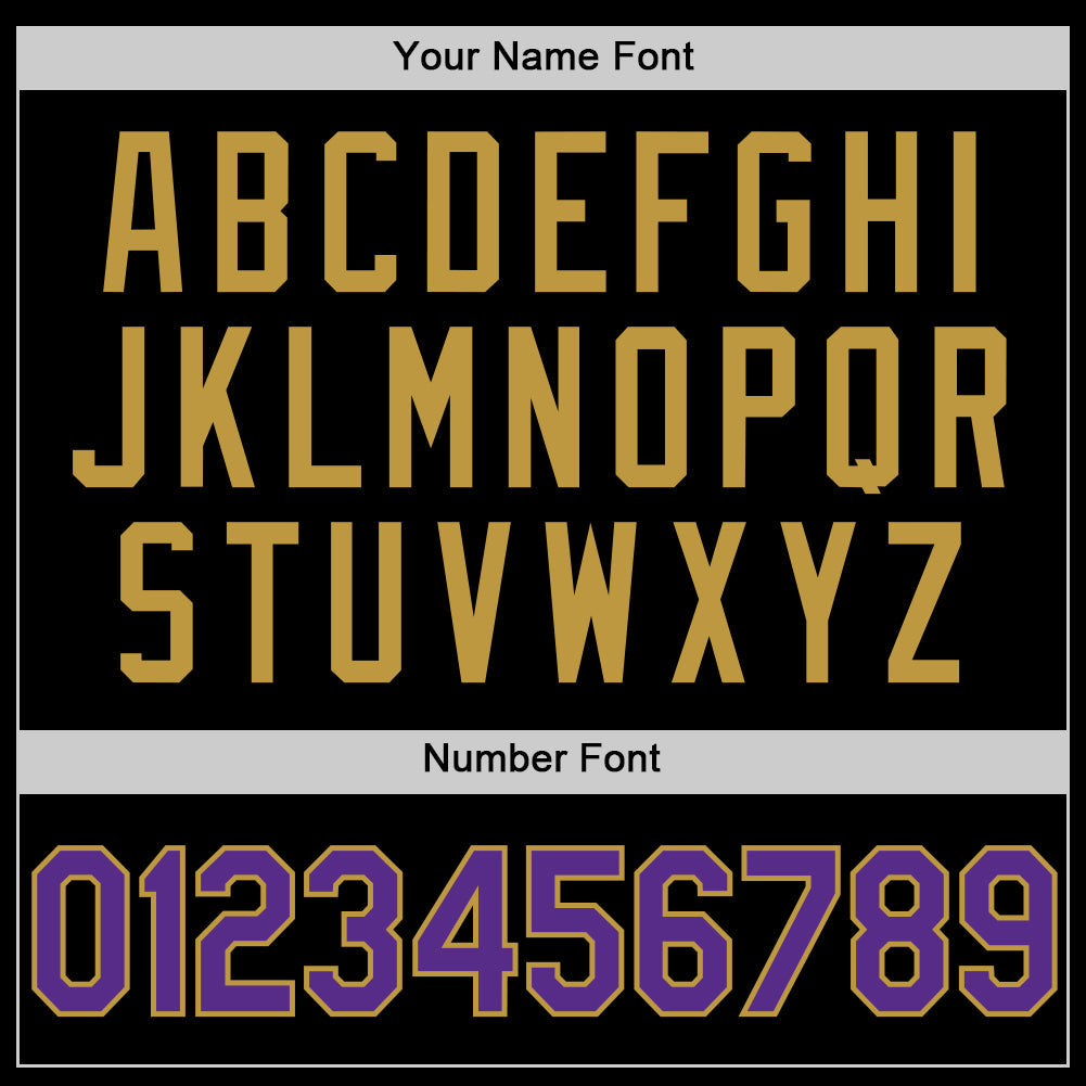 Custom Black Purple-Old Gold Authentic Basketball Jersey view 3
