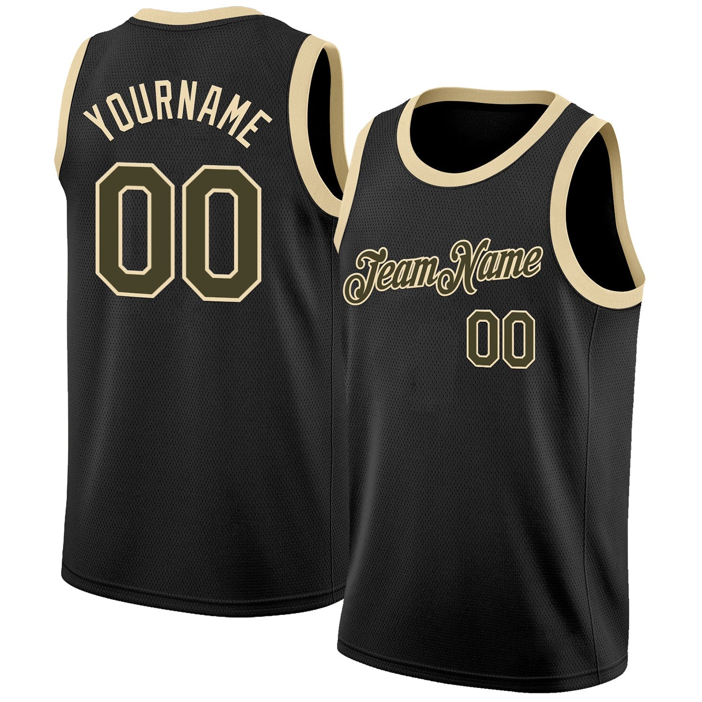 Custom Black Olive-Cream Authentic Basketball Jersey - Main View