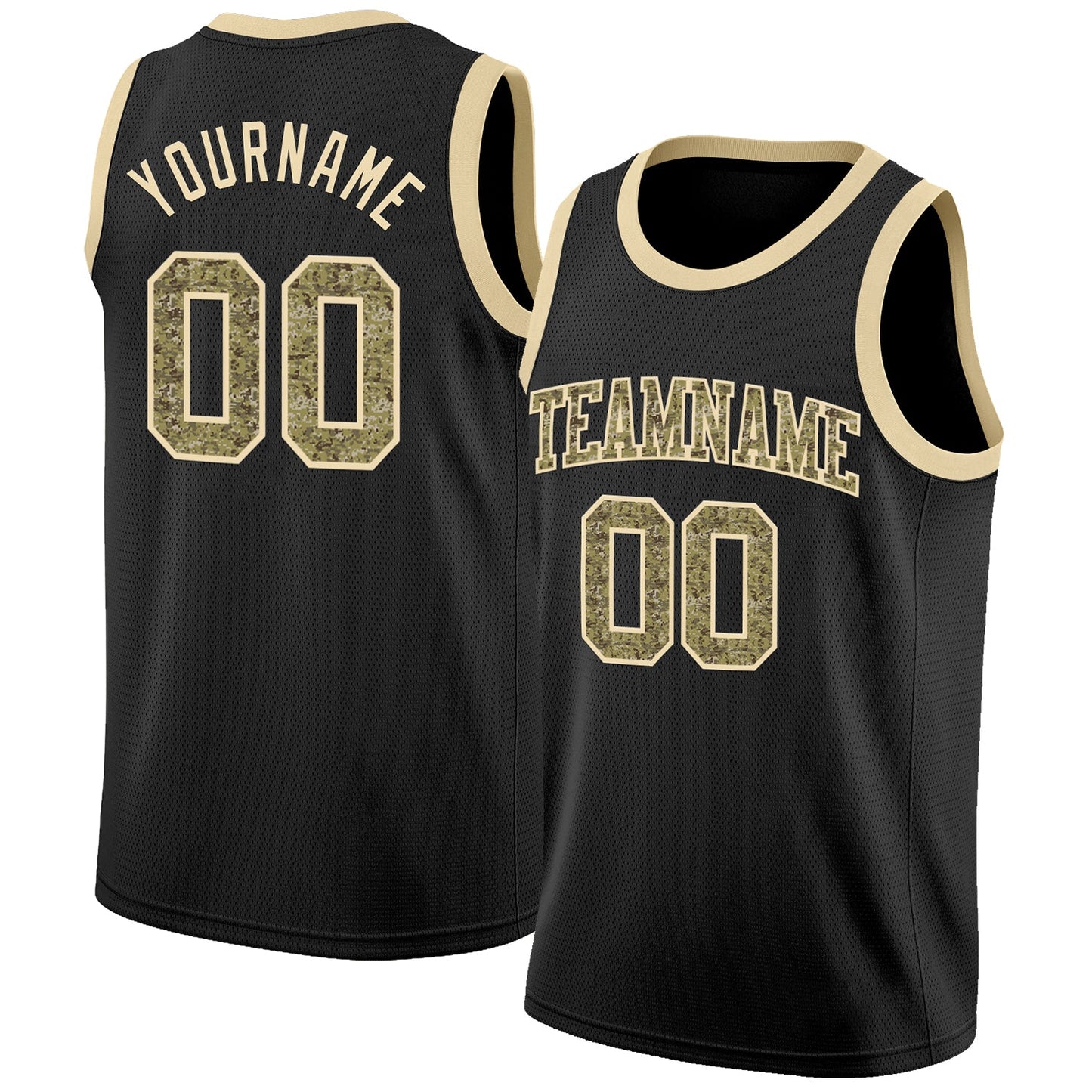 Custom Black Camo-Cream Authentic Basketball Jersey - Main View