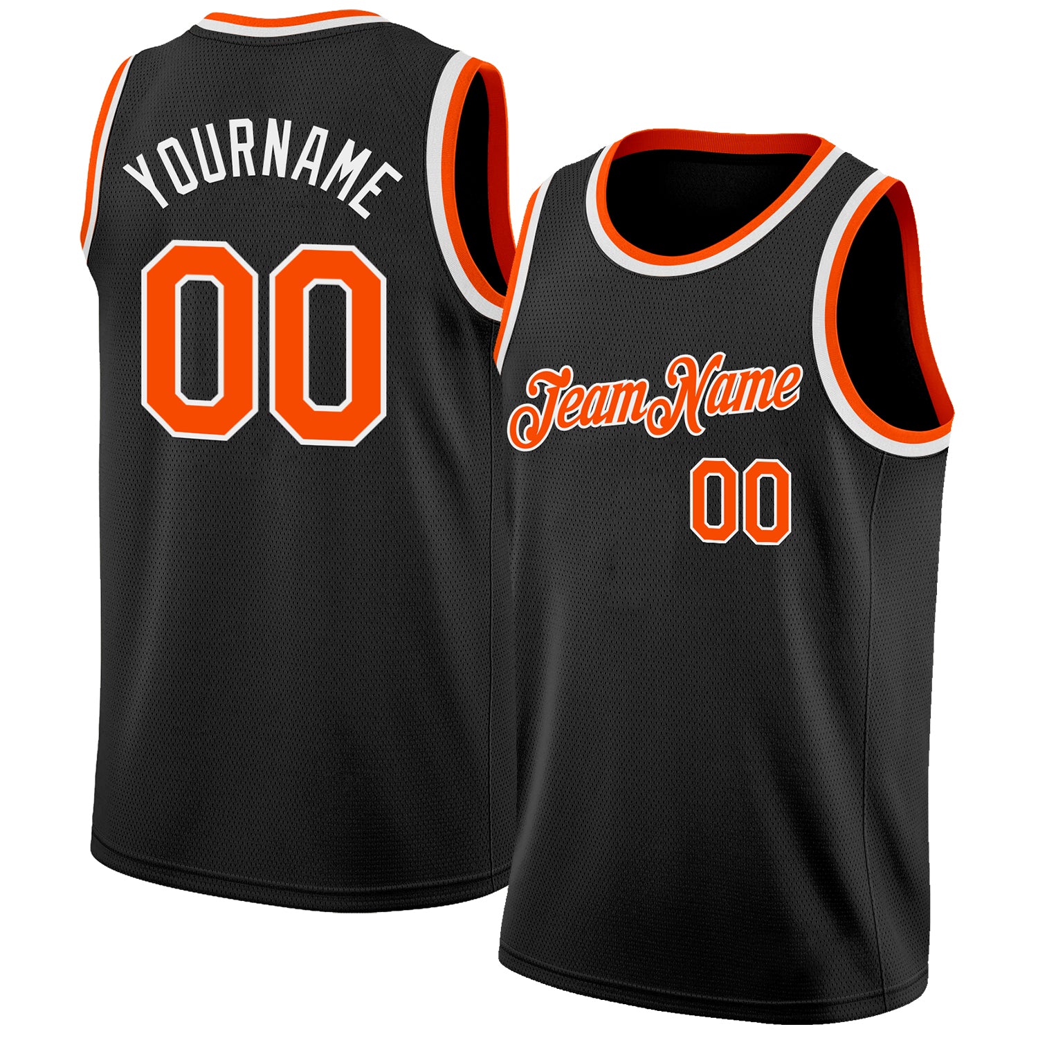 Custom Black Orange-White Authentic Basketball Jersey - Main View