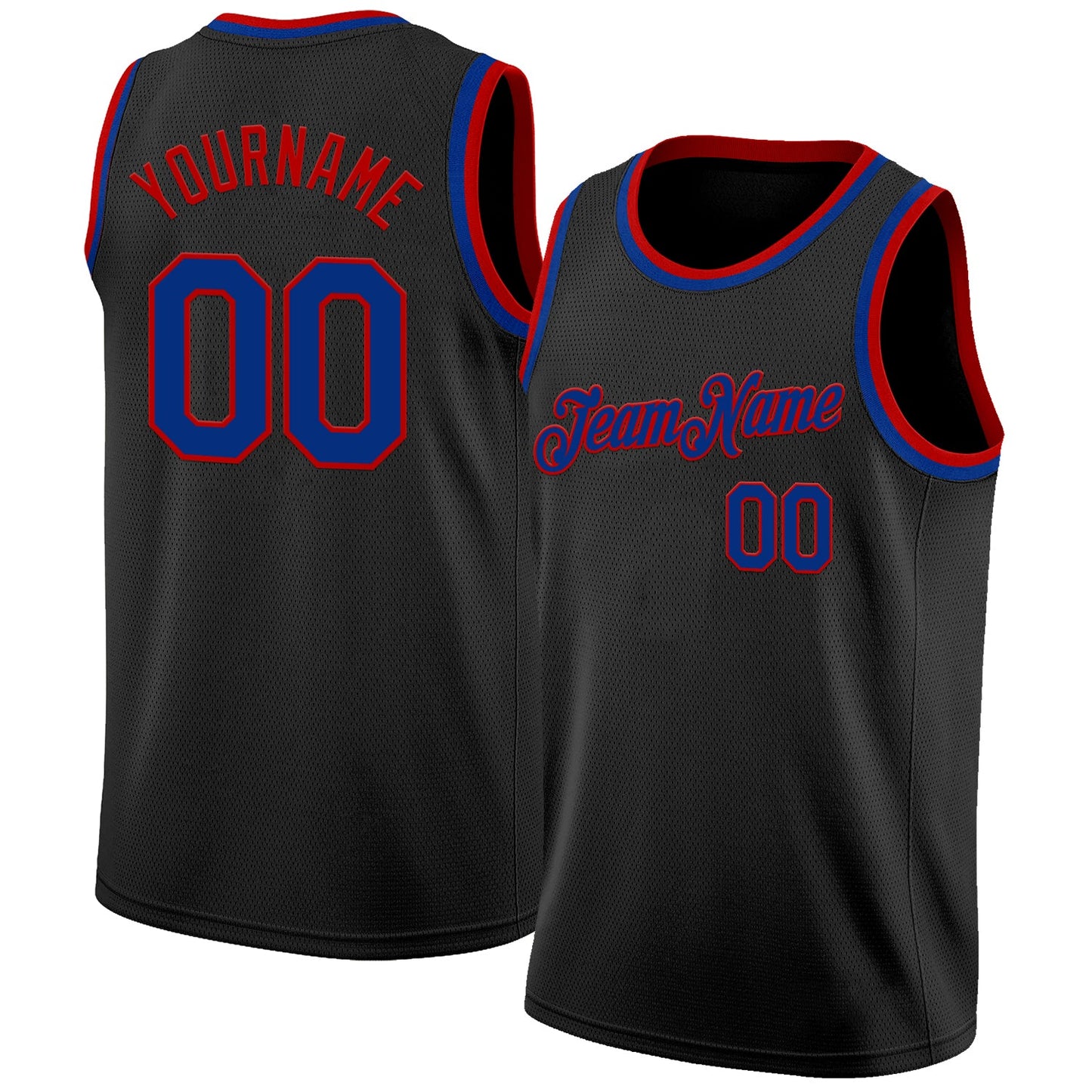 Custom Black Royal-Red Authentic Basketball Jersey - Main View