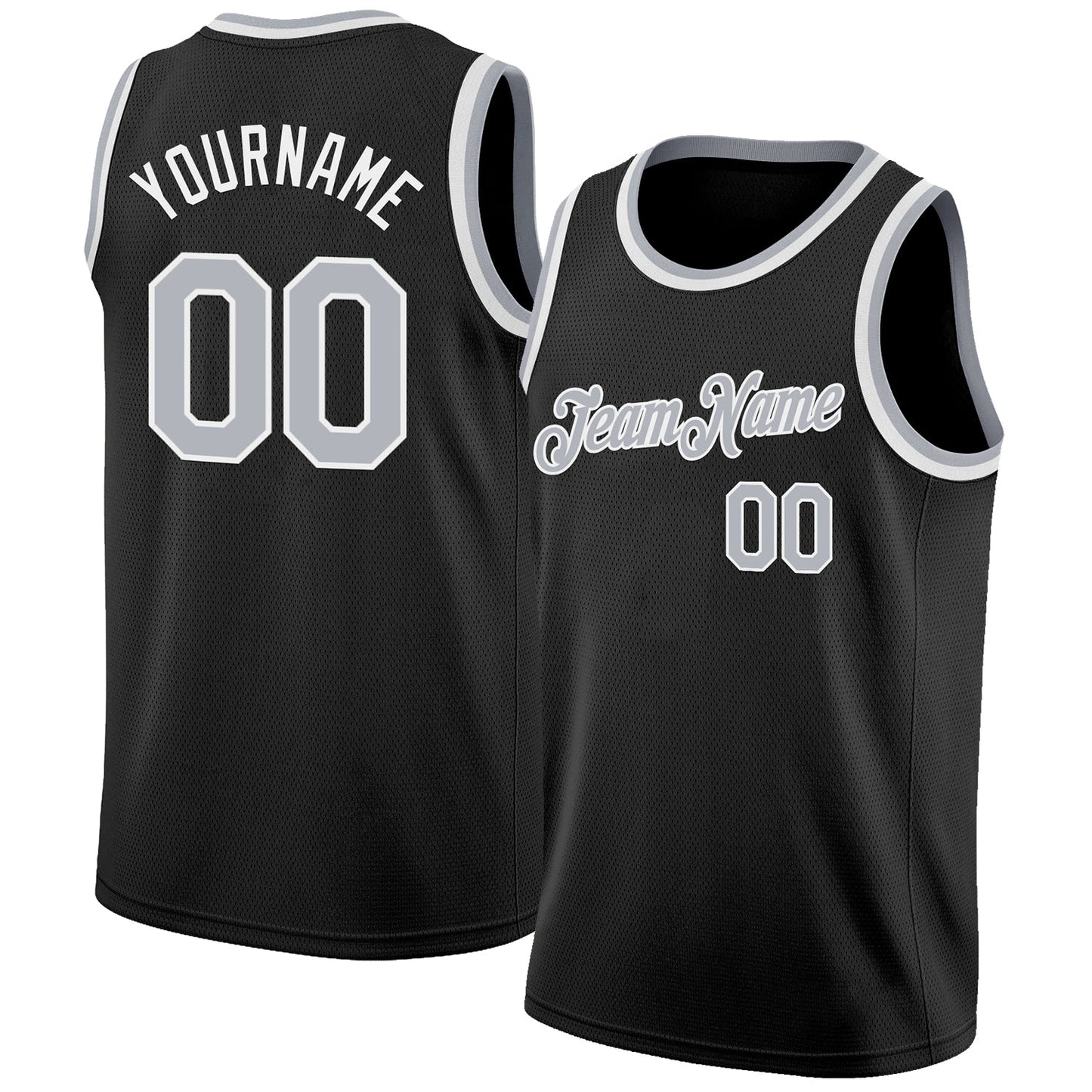 Custom Black Gray-White Authentic Basketball Jersey - Main View