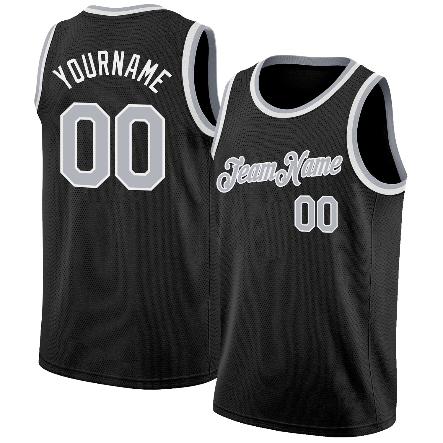 Custom Black Gray-White Authentic Basketball Jersey - Main View