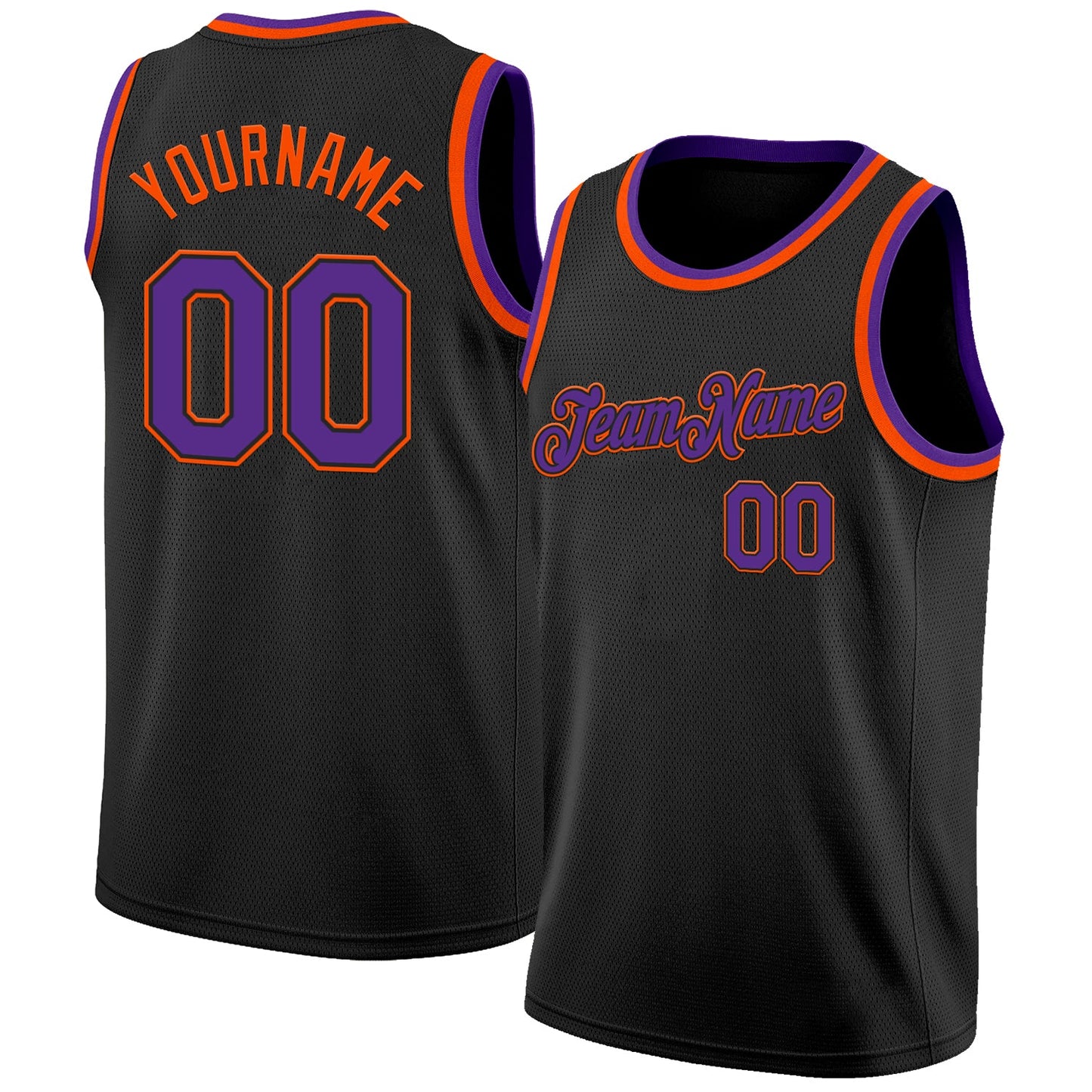 Custom Black Purple-Orange Authentic Basketball Jersey - Main View