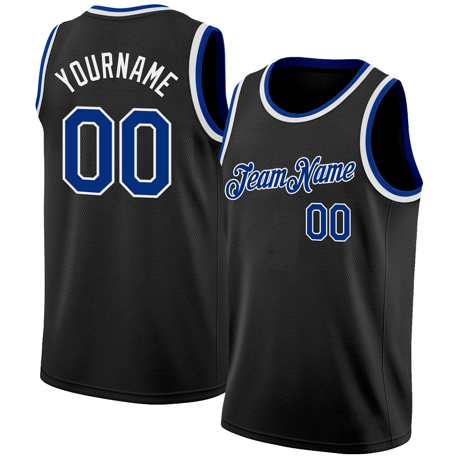 Custom Black Royal-White Authentic Basketball Jersey - Main View