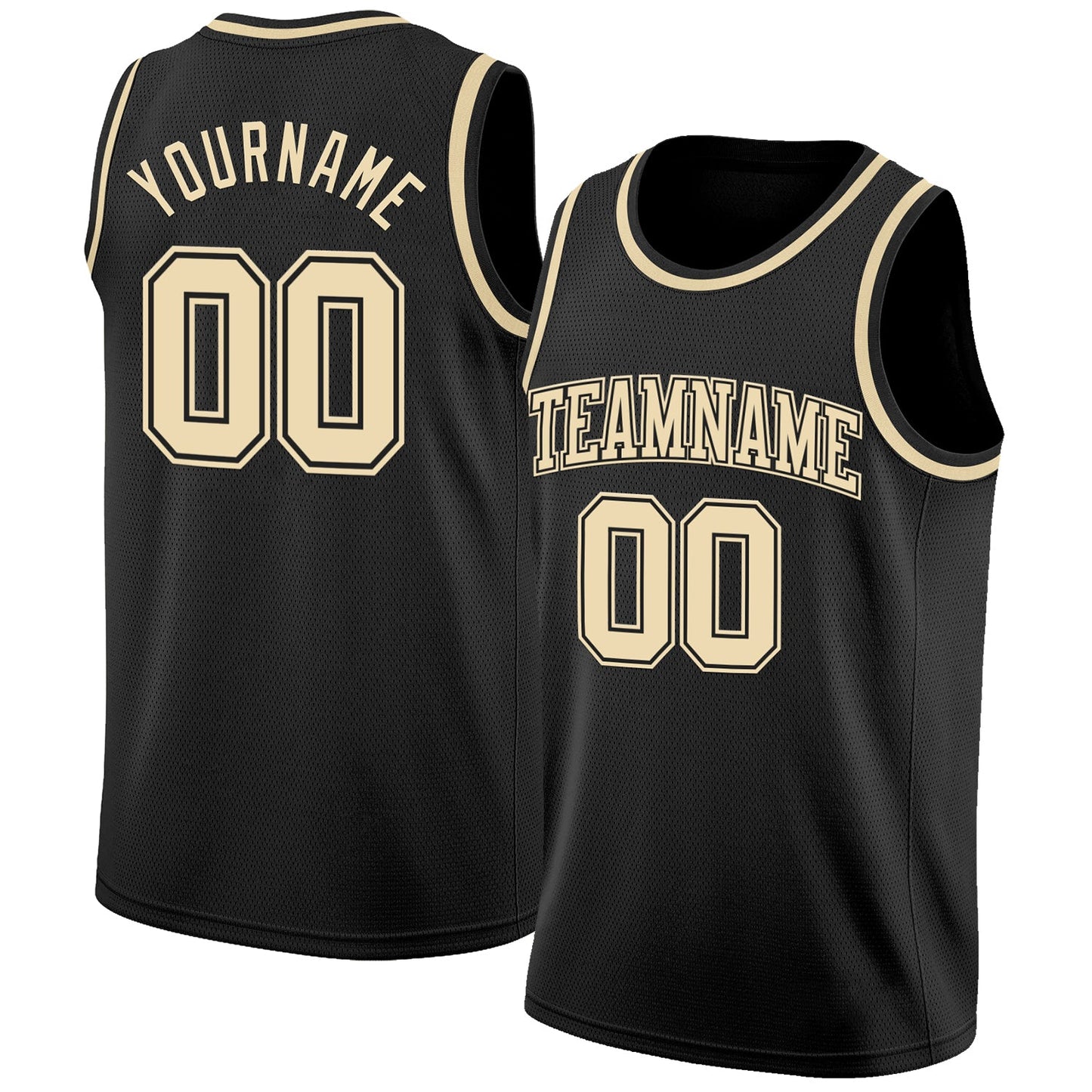 Custom Black Cream Authentic Basketball Jersey - Main View