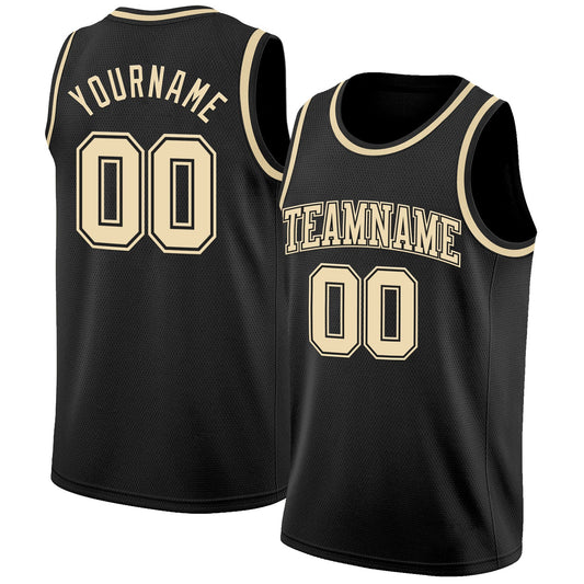 Custom Black Cream Authentic Basketball Jersey - Main View