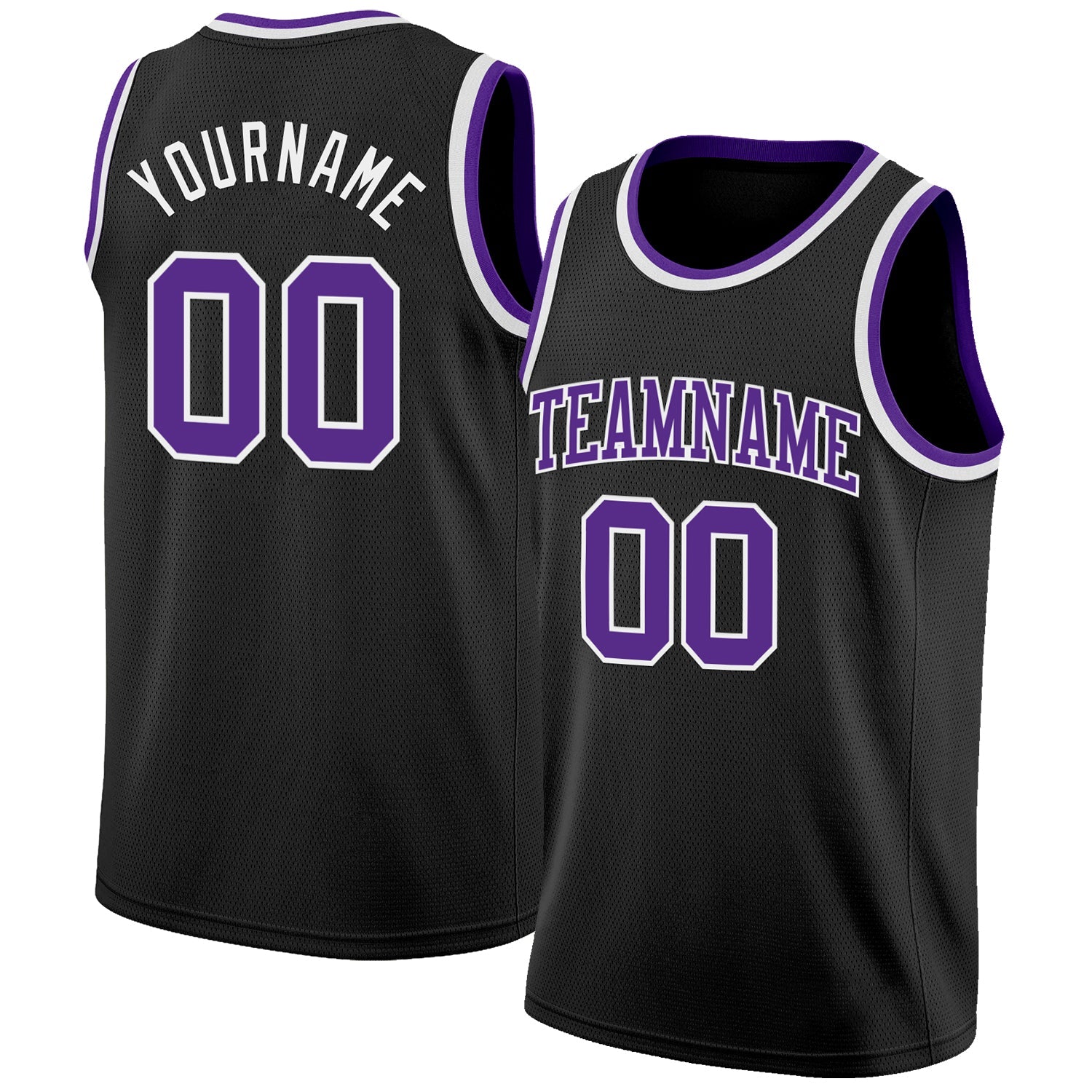Custom Black Purple-White Authentic Basketball Jersey - Main View