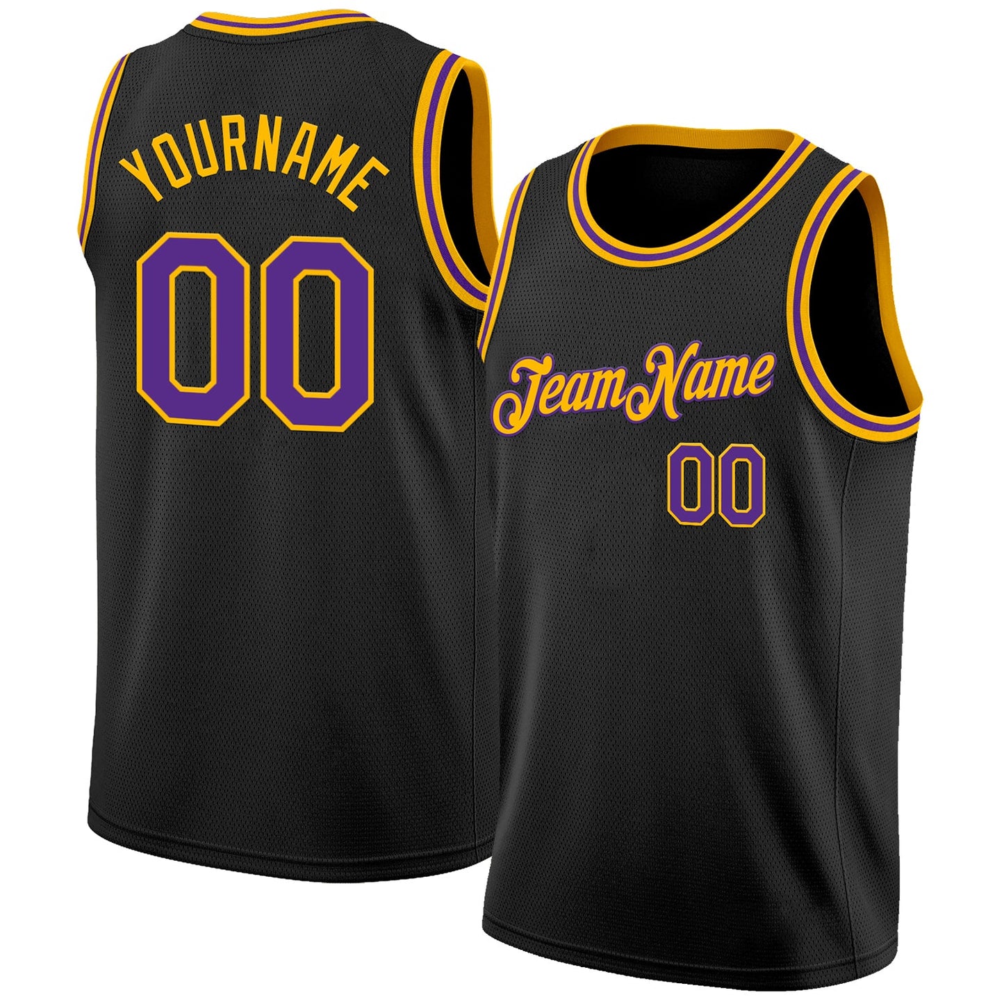 Custom Black Purple-Gold Authentic Basketball Jersey - Main View