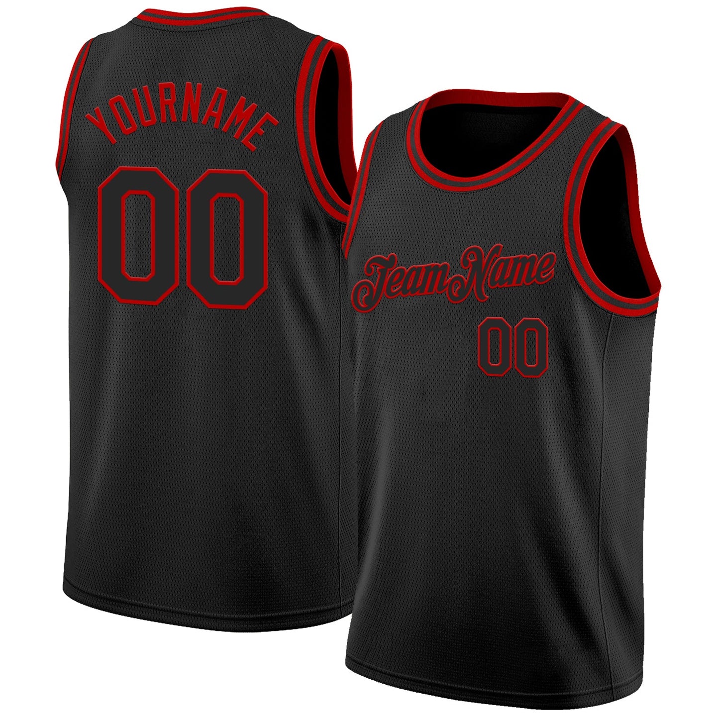 Custom Black Red Authentic Basketball Jersey - Main View