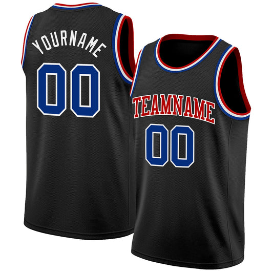 Custom Black Royal White-Red Authentic Basketball Jersey - Main View