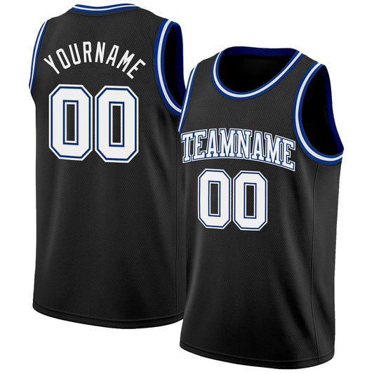 Custom Black White-Royal Authentic Basketball Jersey - Main View