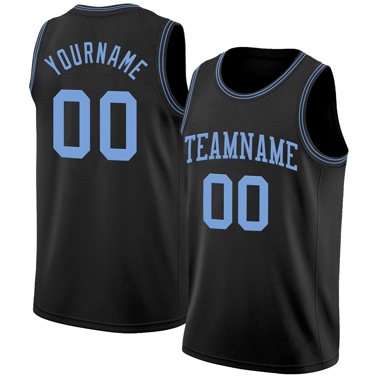 Custom Black Light Blue Authentic Basketball Jersey - Main View
