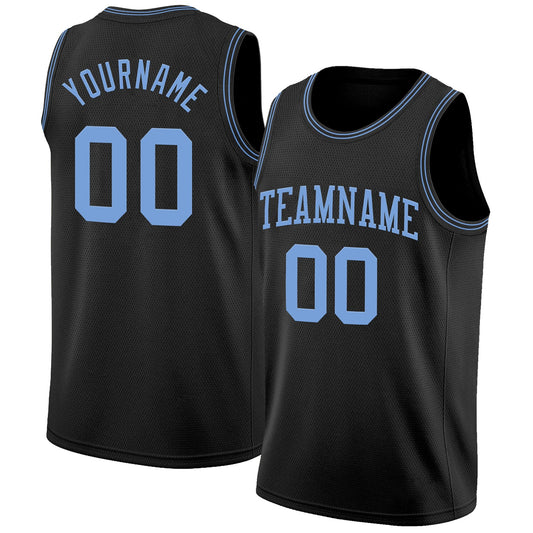 Custom Black Light Blue Authentic Basketball Jersey - Main View