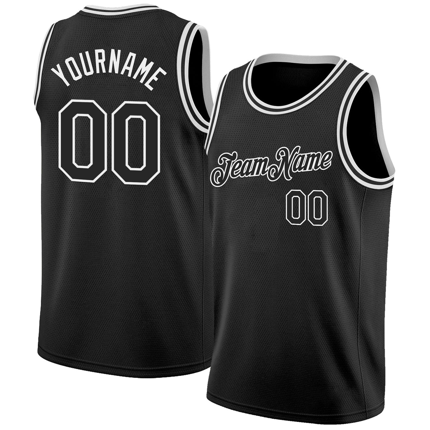 Custom Black White Authentic Basketball Jersey - Main View