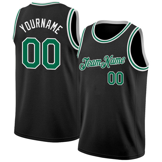 Custom Black Kelly Green-White Authentic Basketball Jersey - Main View