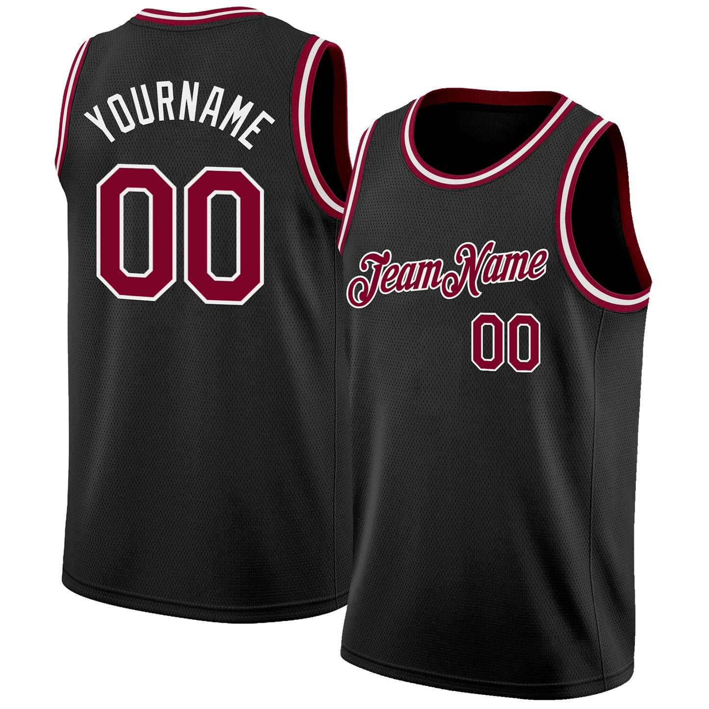 Custom Black Maroon-White Authentic Basketball Jersey - Main View