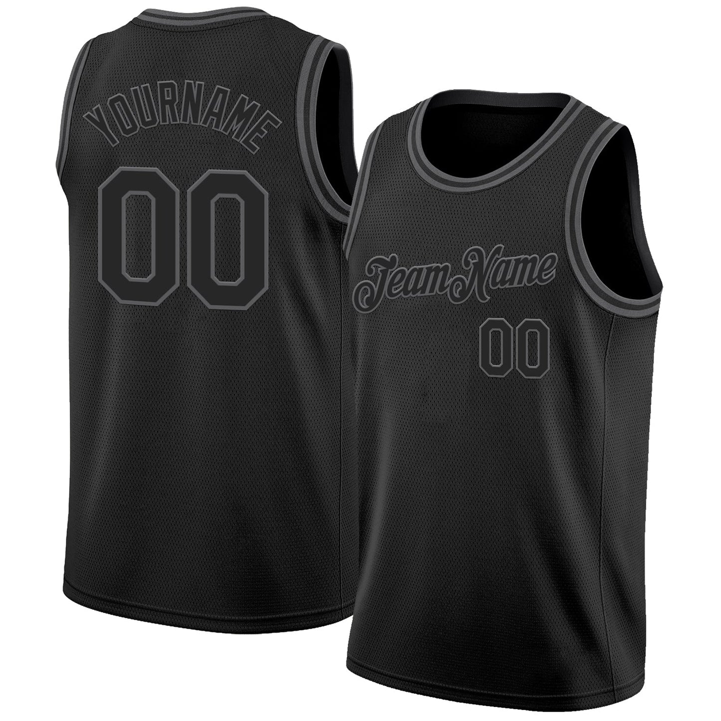 Custom Black Steel Gray Authentic Basketball Jersey - Main View