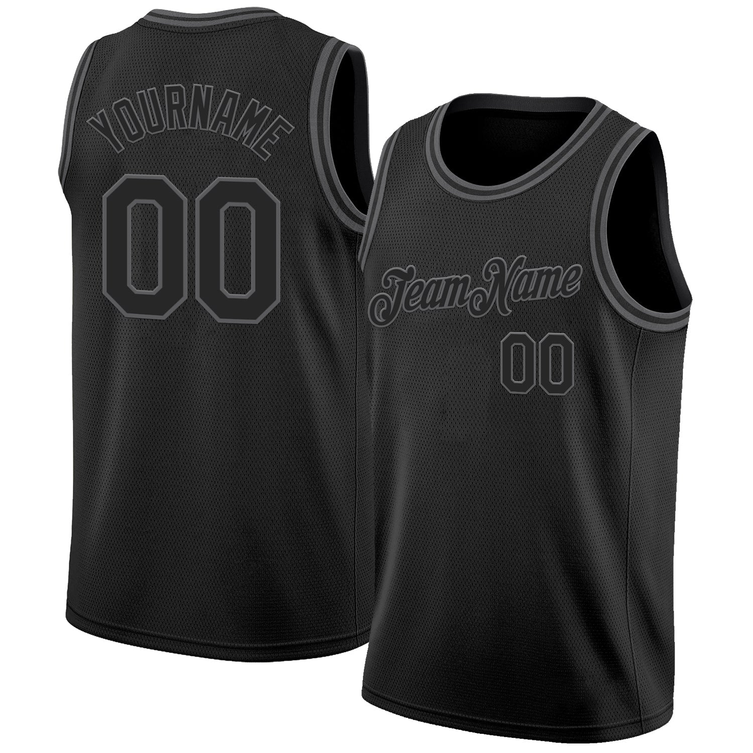 Custom Black Steel Gray Authentic Basketball Jersey - Main View