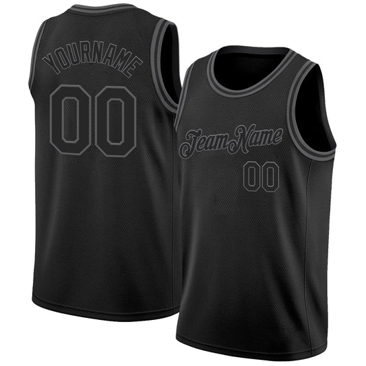 Custom Black Steel Gray Authentic Basketball Jersey - Main View