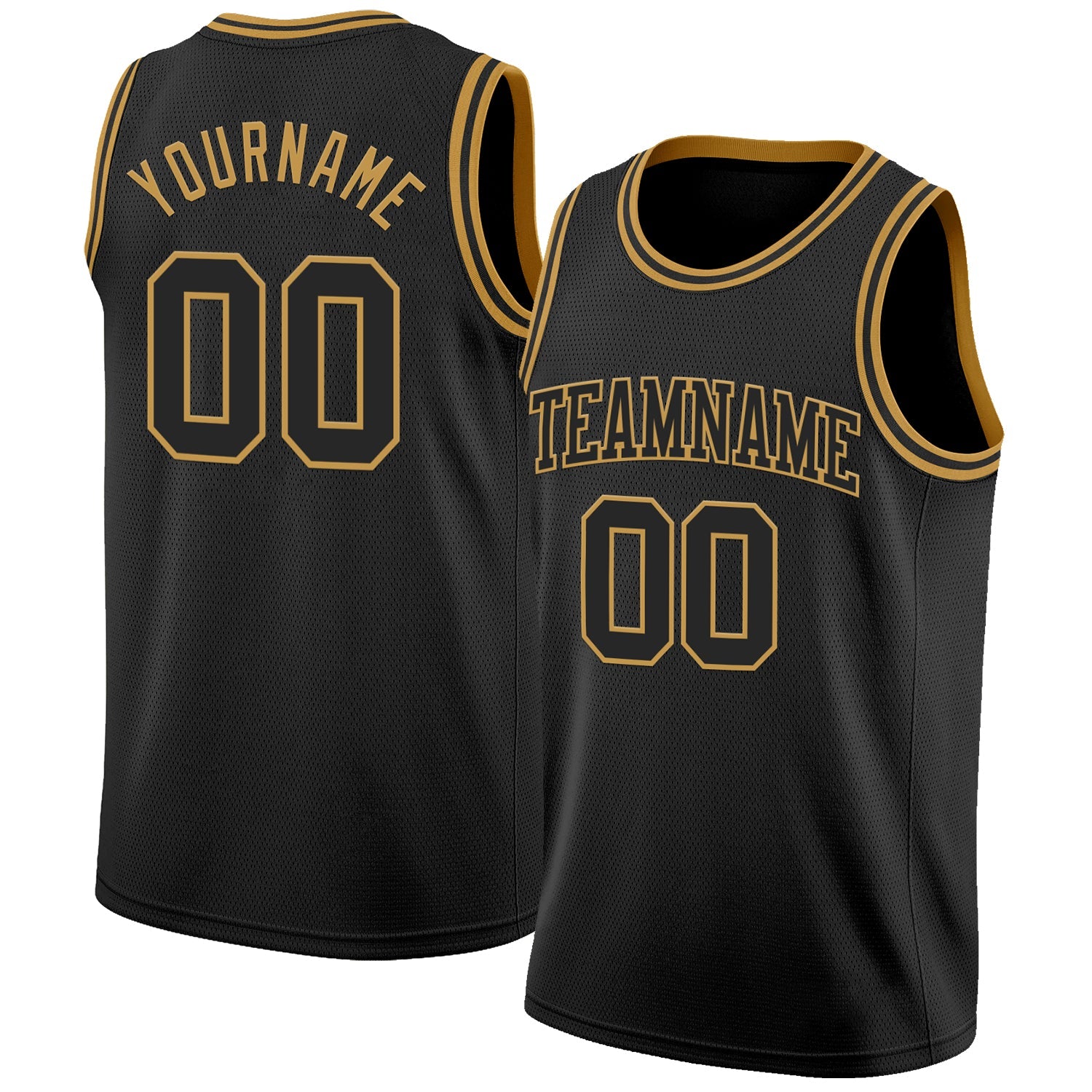 Custom Black Old Gold Authentic Basketball Jersey - Main View