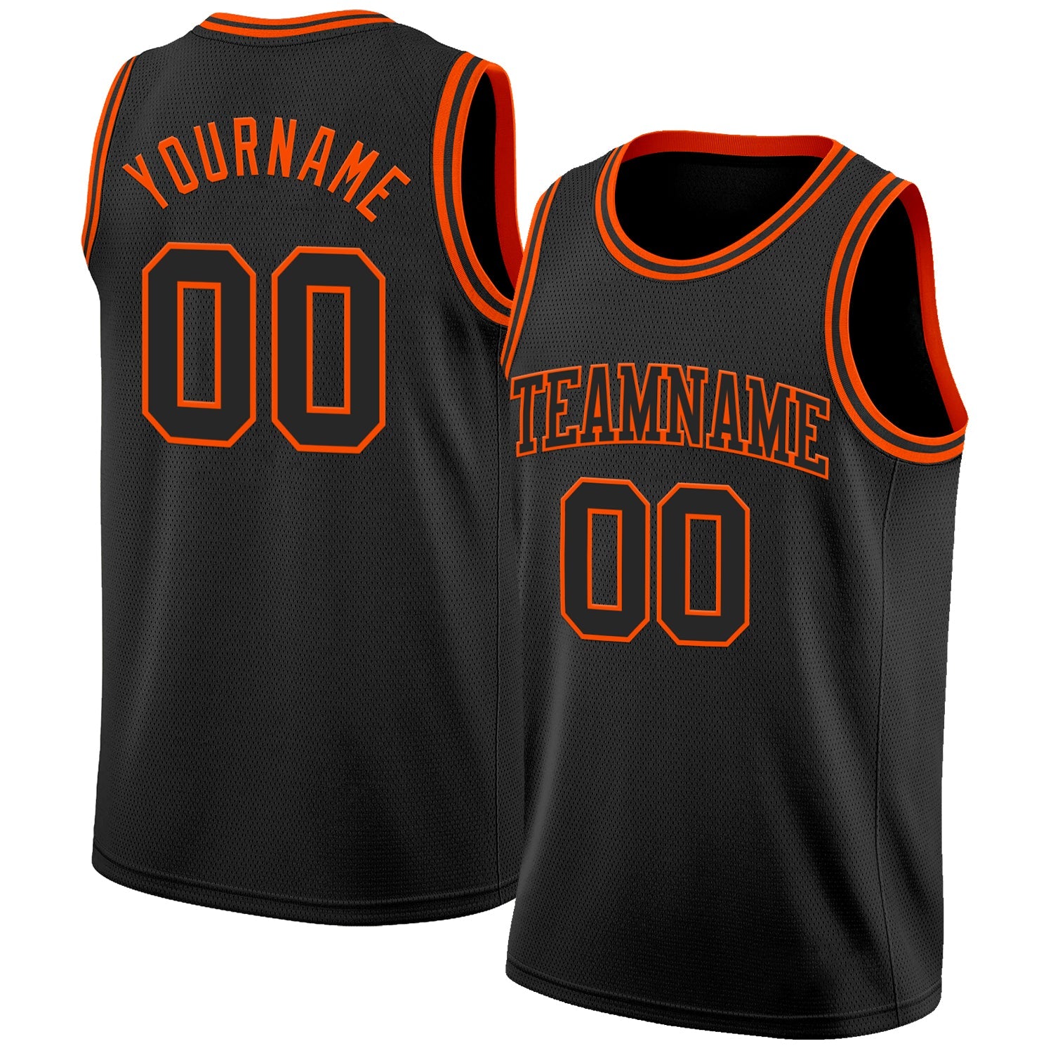 Custom Black Orange Authentic Basketball Jersey - Main View