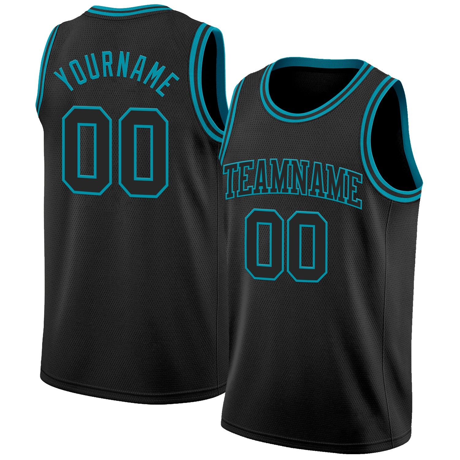 Custom Black Teal Authentic Basketball Jersey - Main View