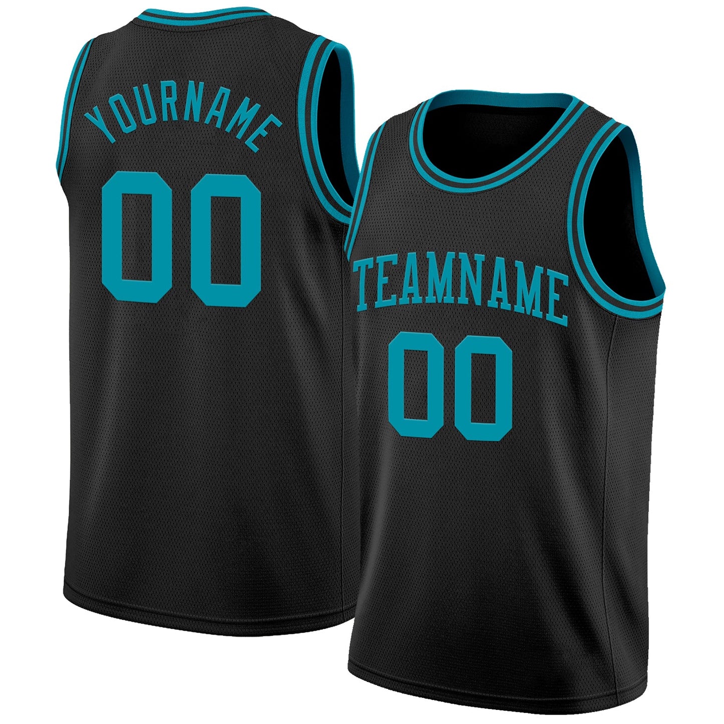 Custom Black Teal Authentic Basketball Jersey - Main View